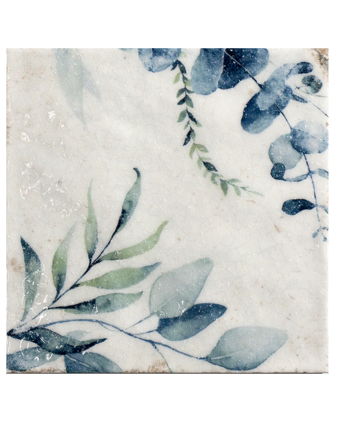 Flora Eucalyptus Blue Crackle Glaze Decorative Tiles - Image 4
