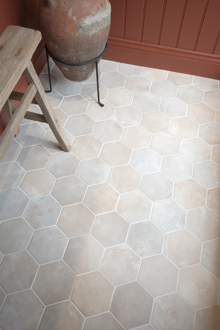 Oliva Crema Hexagon Terracotta Effect Tiles - Image 4
